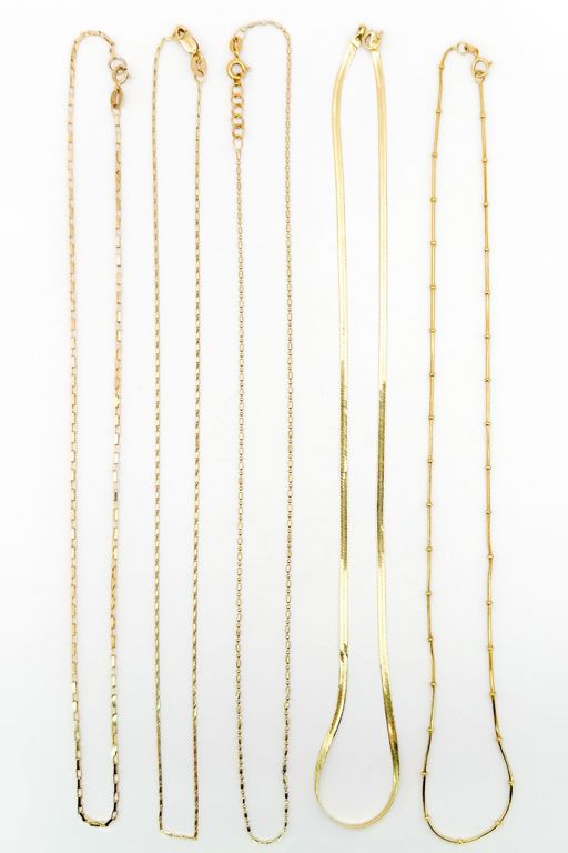 Five 14k Gold Necklaces