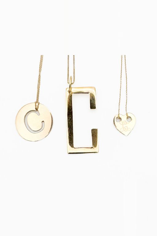 Three 14k Gold Pendant Necklaces