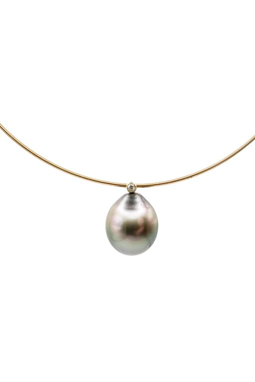 14k Gold Pearl and Diamond Necklace