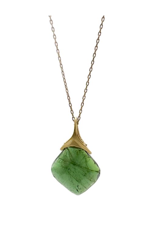 18k Gold Tourmaline Pendant Necklace