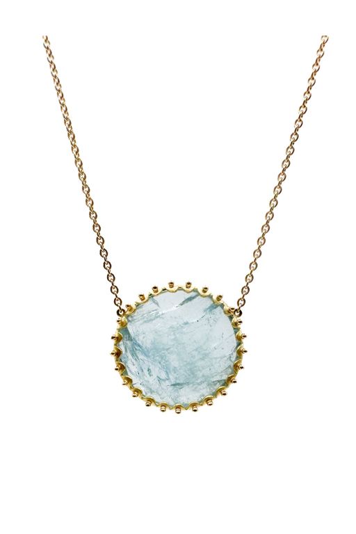 18k Gold Aquamarine Pendant Necklace