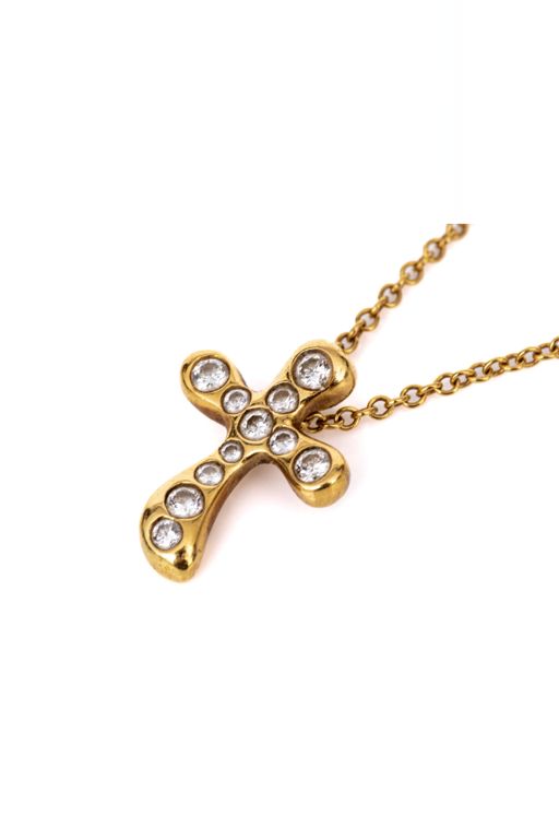 18k Gold Diamond Cross Pendant Necklace