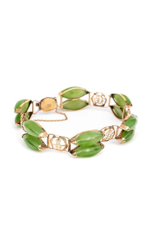 14k Gold Nephrite Jade Bracelet
