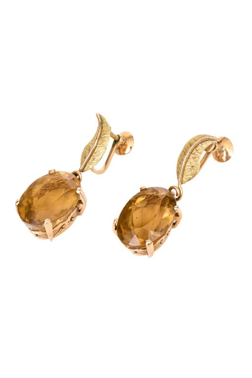 Pair of 14k Gold Citrine Earrings