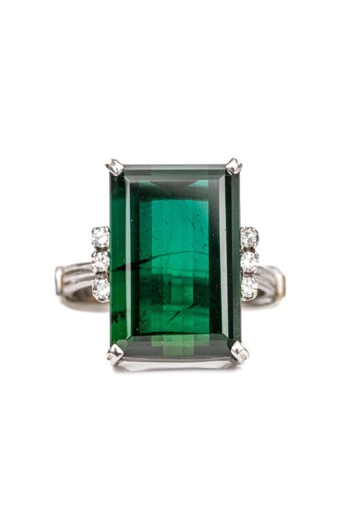 18k Gold Tourmaline and Diamond Ring