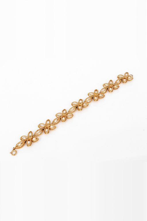 14k Gold Pearl and Sapphire Bracelet
