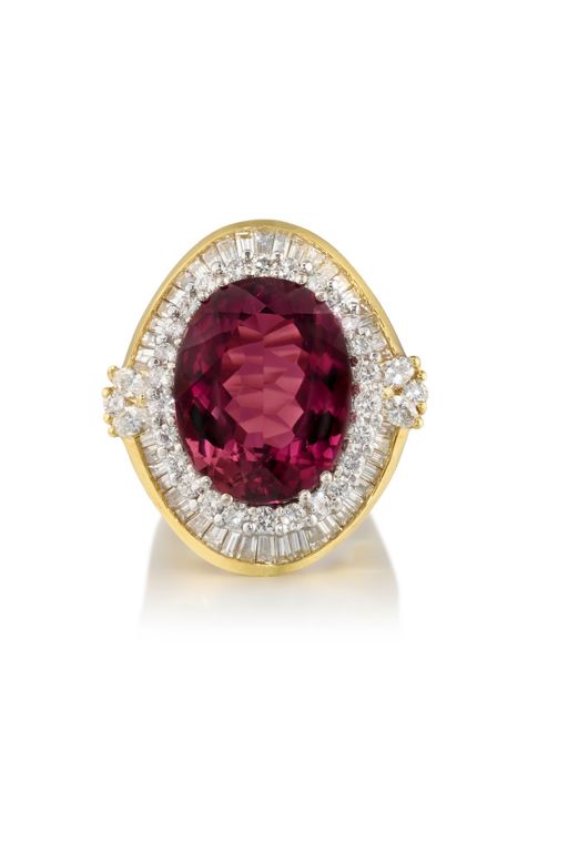 18k Gold Tourmaline and Diamond Ring