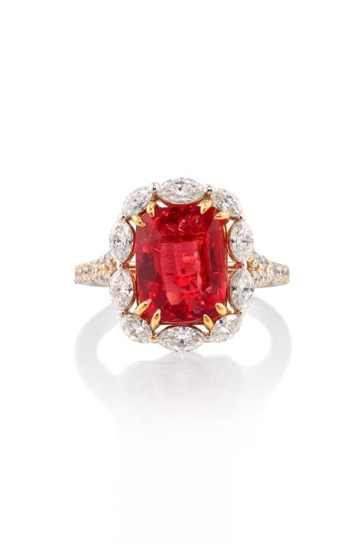 18k Gold Spinel and Diamond Ring