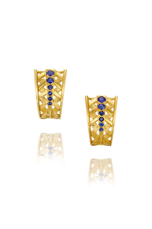 Pair of 18k Gold Sapphire Earrings