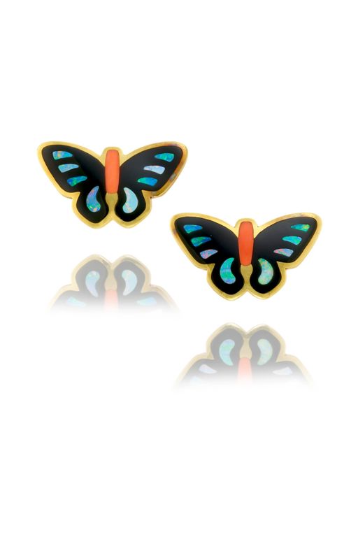 Pair of 18k Gold Multi-Gem Earrings
