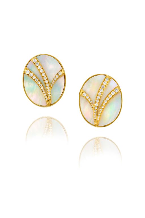 Pair of 18k Gold Mother of Pearl Earrings