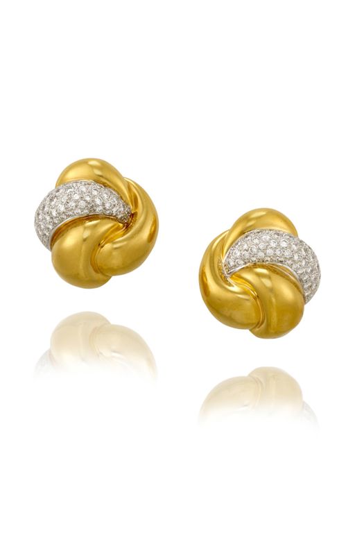 Pair of 18k Gold Diamond Earrings