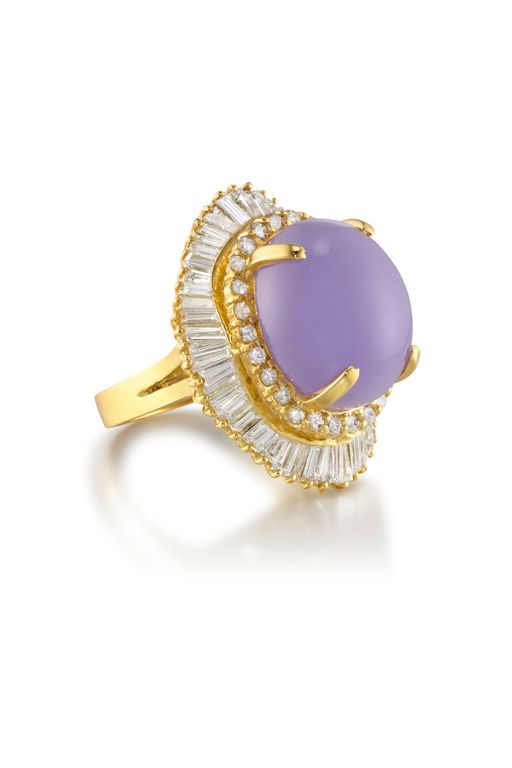 18k Gold Jade and Diamond Ring