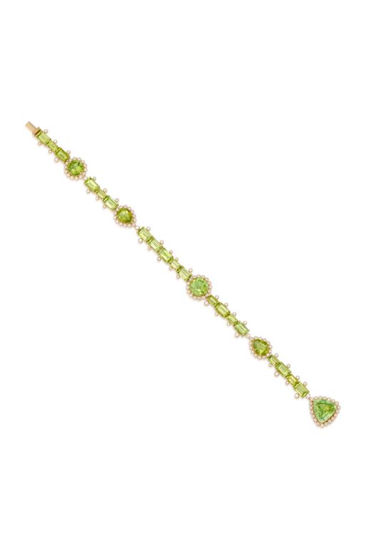 14k Gold Peridot and Diamond Bracelet