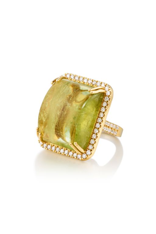 18k Gold Tourmaline and Diamond Ring
