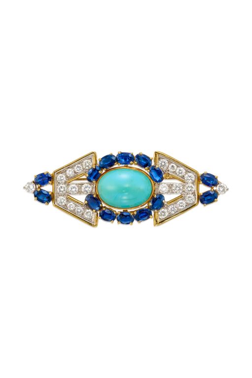 18k Gold Multi-Gem Brooch