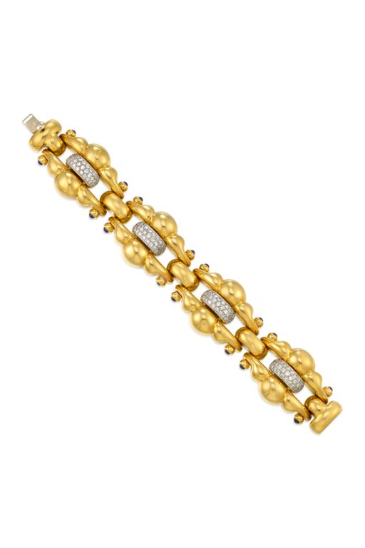 18k Gold Sapphire and Diamond Bracelet