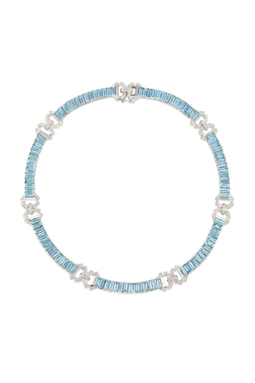 18k Gold Aquamarine and Diamond Necklace