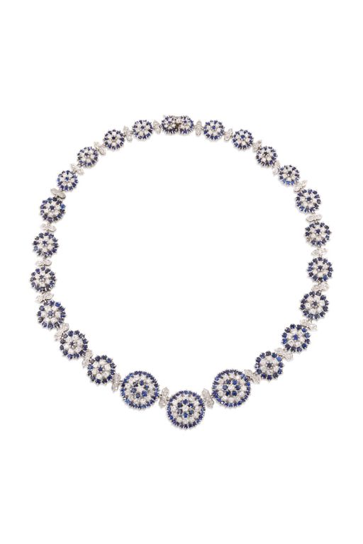 Gold Sapphire and Diamond Necklace
