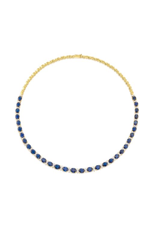18k Gold Sapphire and Diamond Necklace