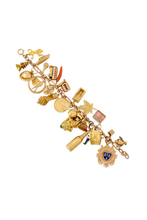 Gold Multi-Gem Charm Bracelet