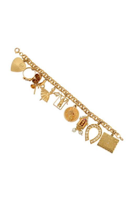 14k Gold Multi-Gem Charm Bracelet