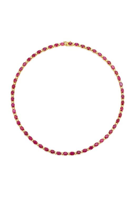 14k Gold Ruby and Diamond Necklace