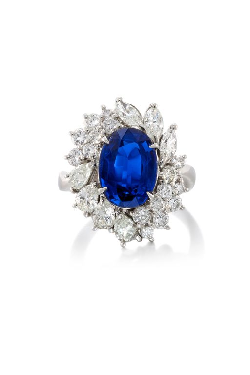 Platinum Sapphire and Diamond Ring