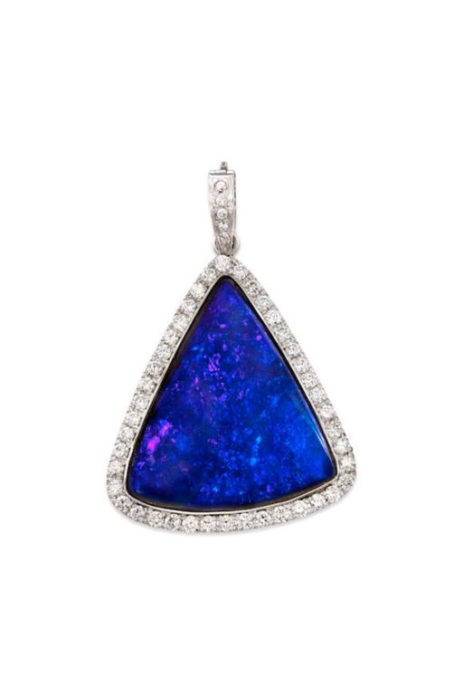 18k Gold Opal and Diamond Pendant