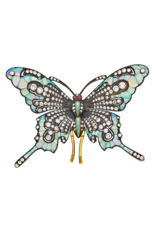 18k Gold Opal and Diamond Brooch