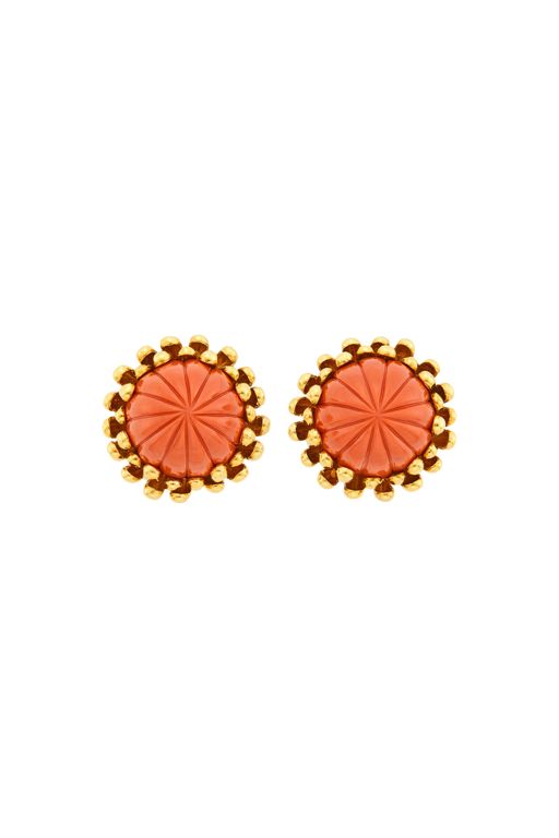 Pair of 18k Gold Coral Earrings