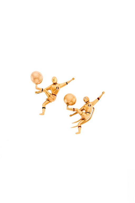Two 18k Gold Enamel Brooches