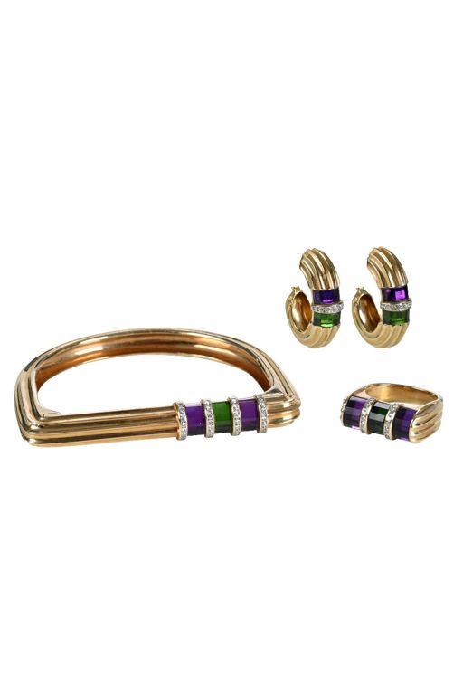 14k Gold Multi-Gem Jewelry Set