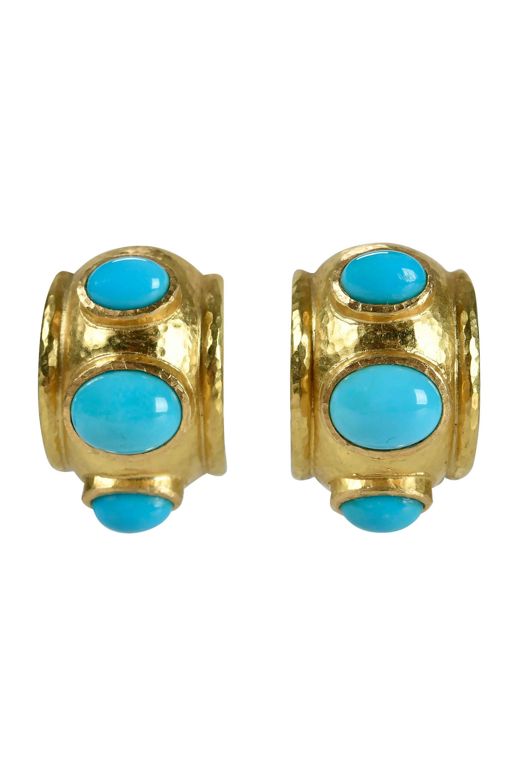 19k Gold Turquoise Earrings