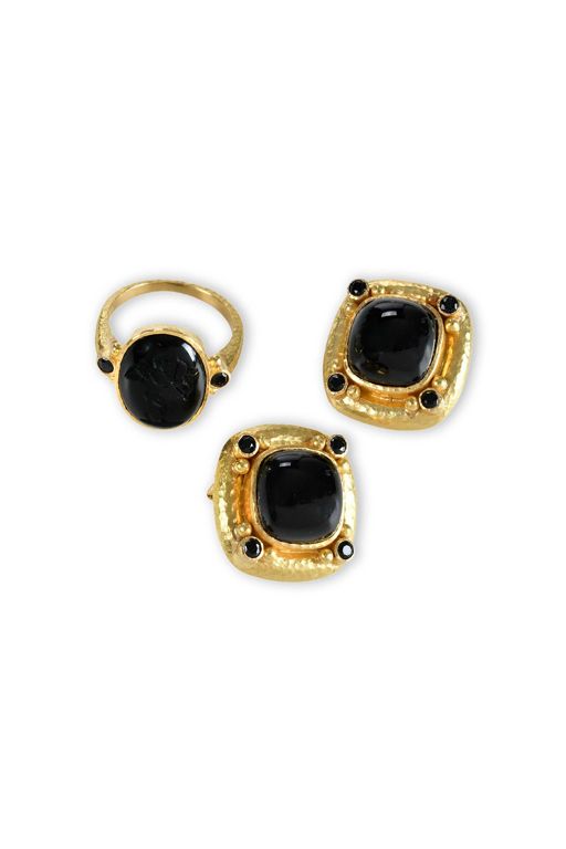 19k Gold Onyx Jewelry Set