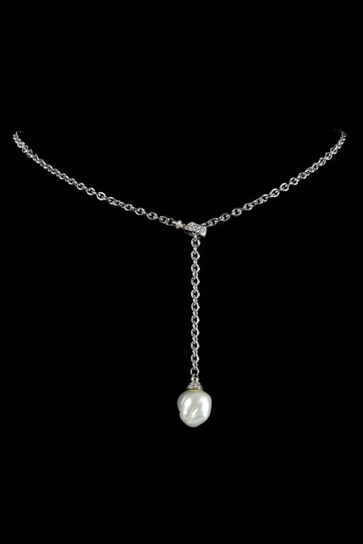 18k Gold Pearl and Diamond Necklace