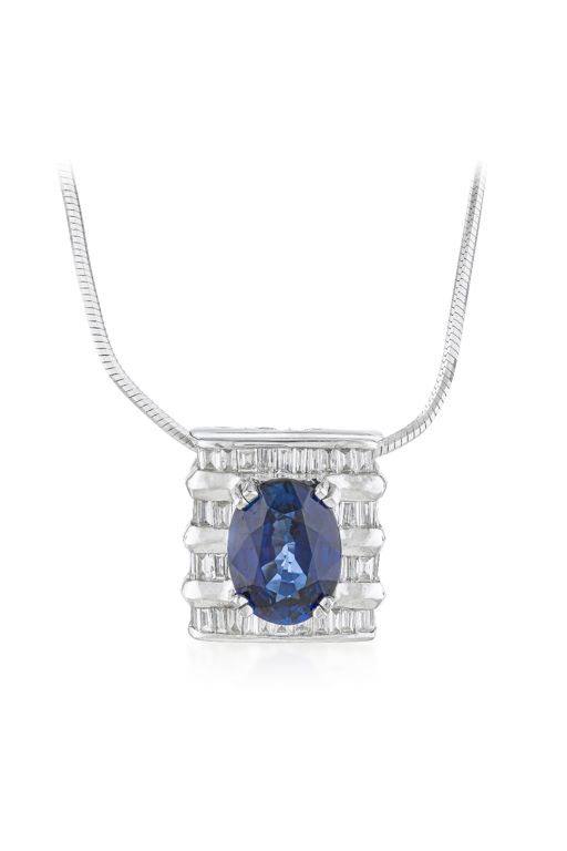 14k Gold Sapphire and Diamond Pendant Necklace