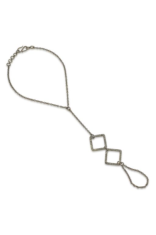 Sterling Silver Diamond Hand Chain Bracelet