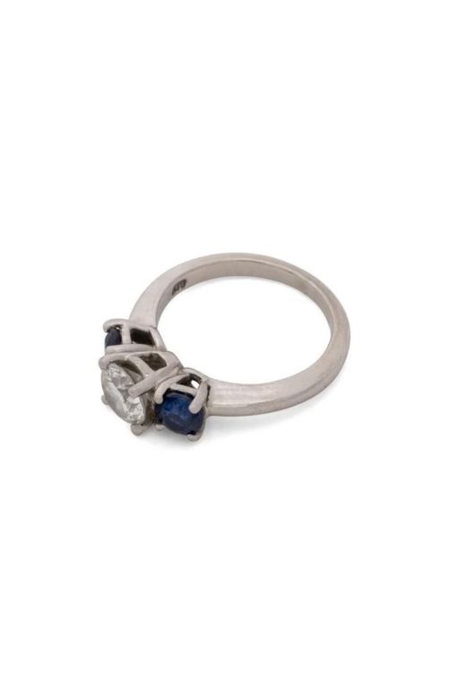 Platinum Diamond and Sapphire Ring