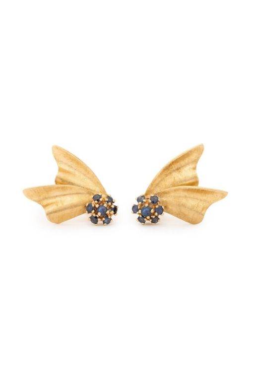 Pair of 14k Gold Sapphire Earrings