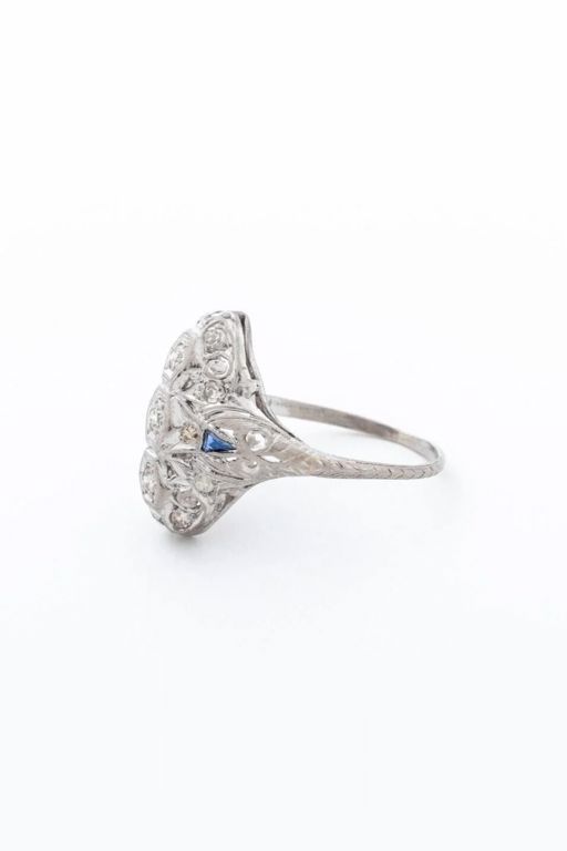 Platinum Diamond and Sapphire Ring