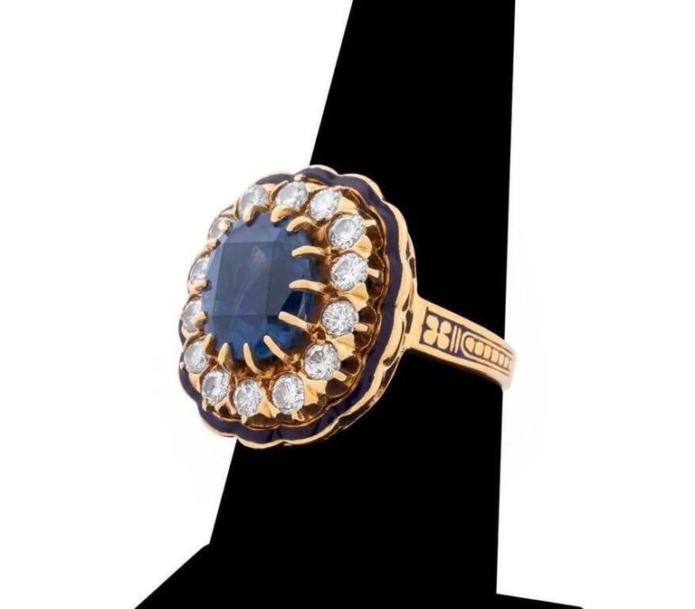 14k Gold Sapphire and Diamond Ring