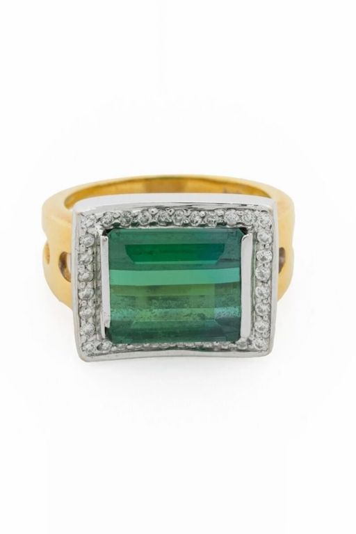 18k Gold Tourmaline and Diamond Ring