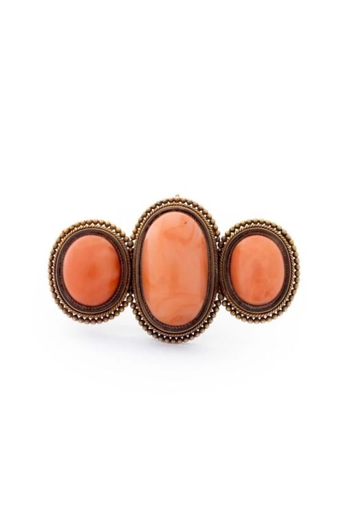 14k Gold Coral Brooch