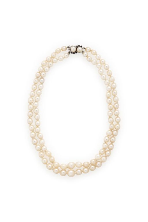 14k White Gold Pearl and Sapphire Necklace