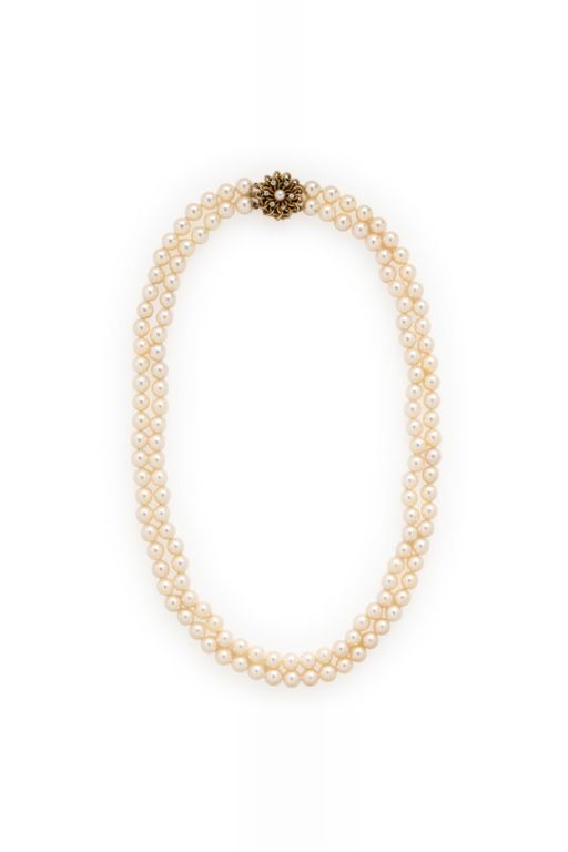 14k Yellow Gold Pearl and Diamond Necklace