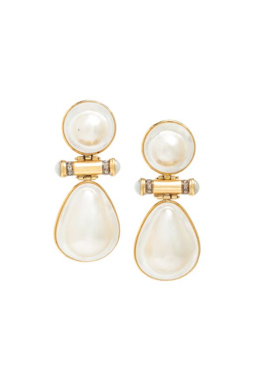 14k Gold Pearl and Diamond Door Knocker Earrings