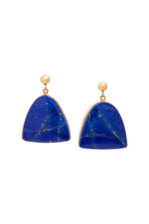14k Yellow Gold Lapis Lazuli Earrings