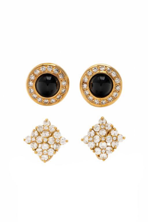 Two Pairs of 18k Yellow Gold Gemstone Earrings