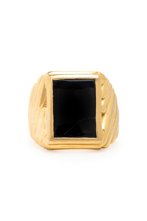 18k Yellow Gold Onyx Ring